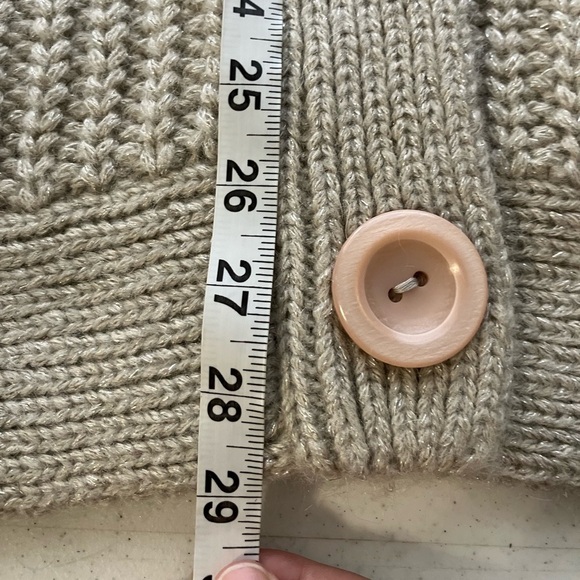 trina turk Cardigan Sz L Cream Chunky Knit Wool Blend Snap Button Quite Luxury - Picture 7 of 8